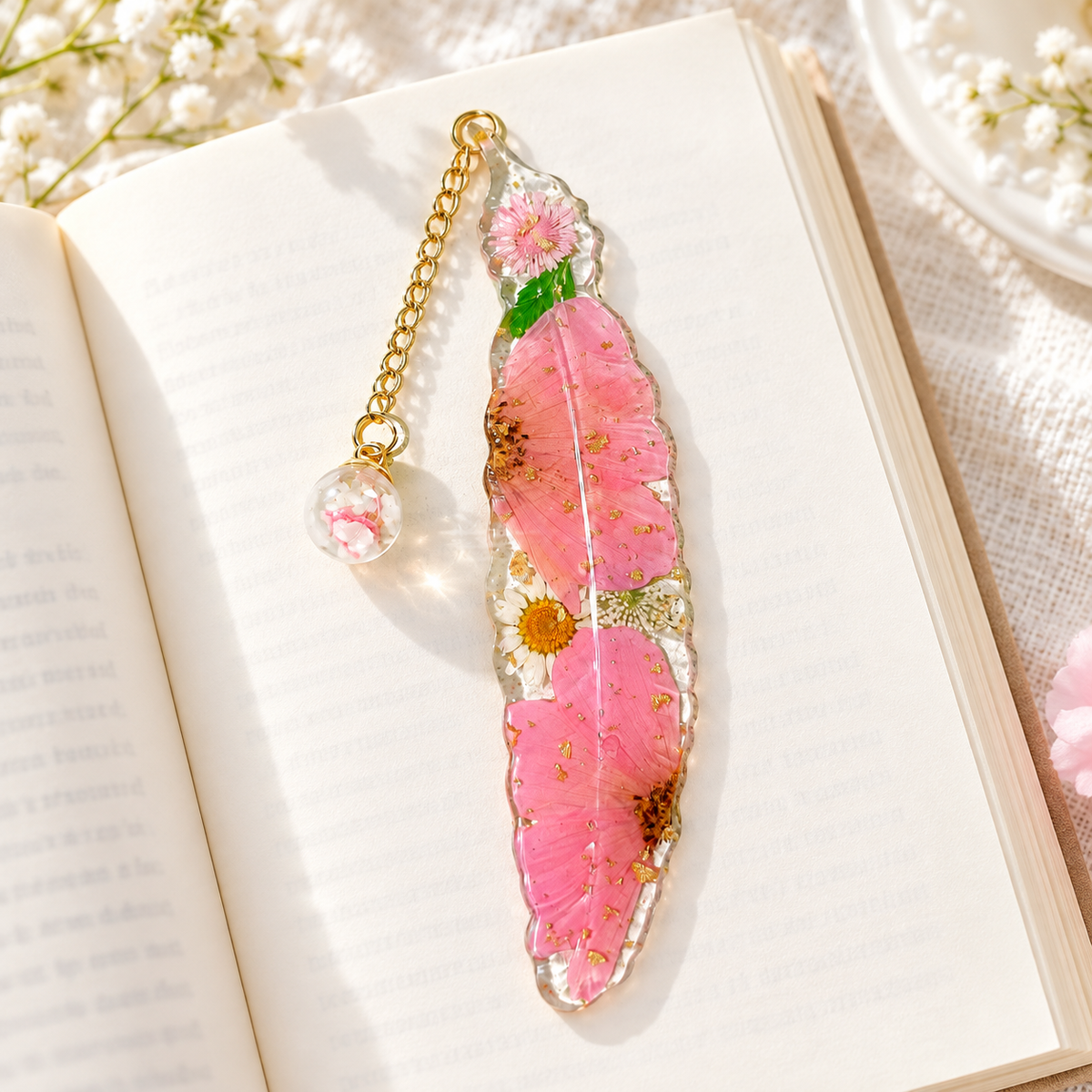 Floral Feather Acrylic Bookmark