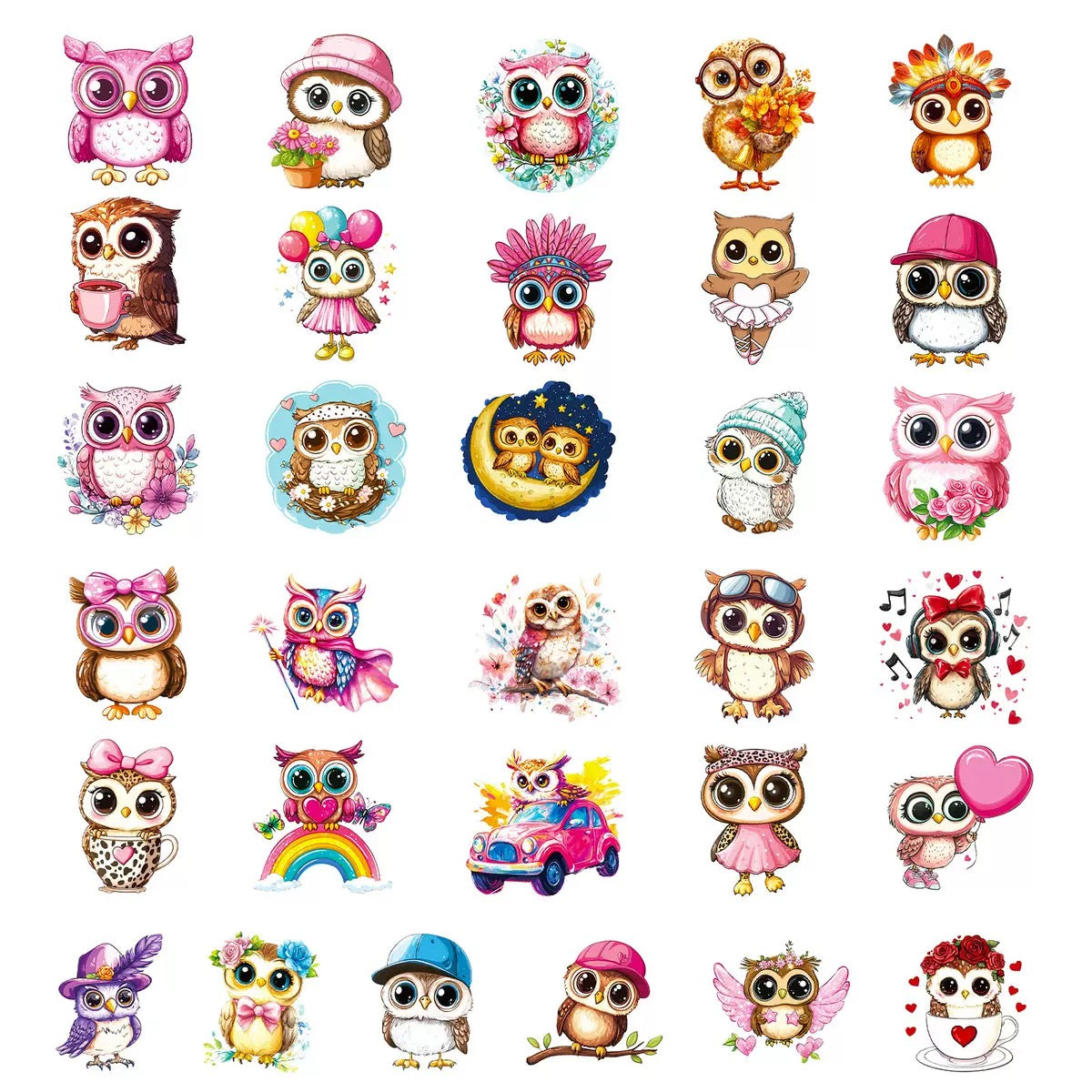 Sweet Little Owls Sticker Pack - 50 pcs