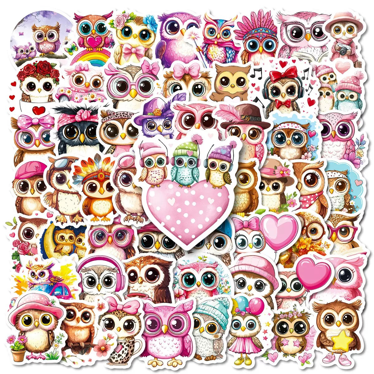 Sweet Little Owls Sticker Pack - 50 pcs