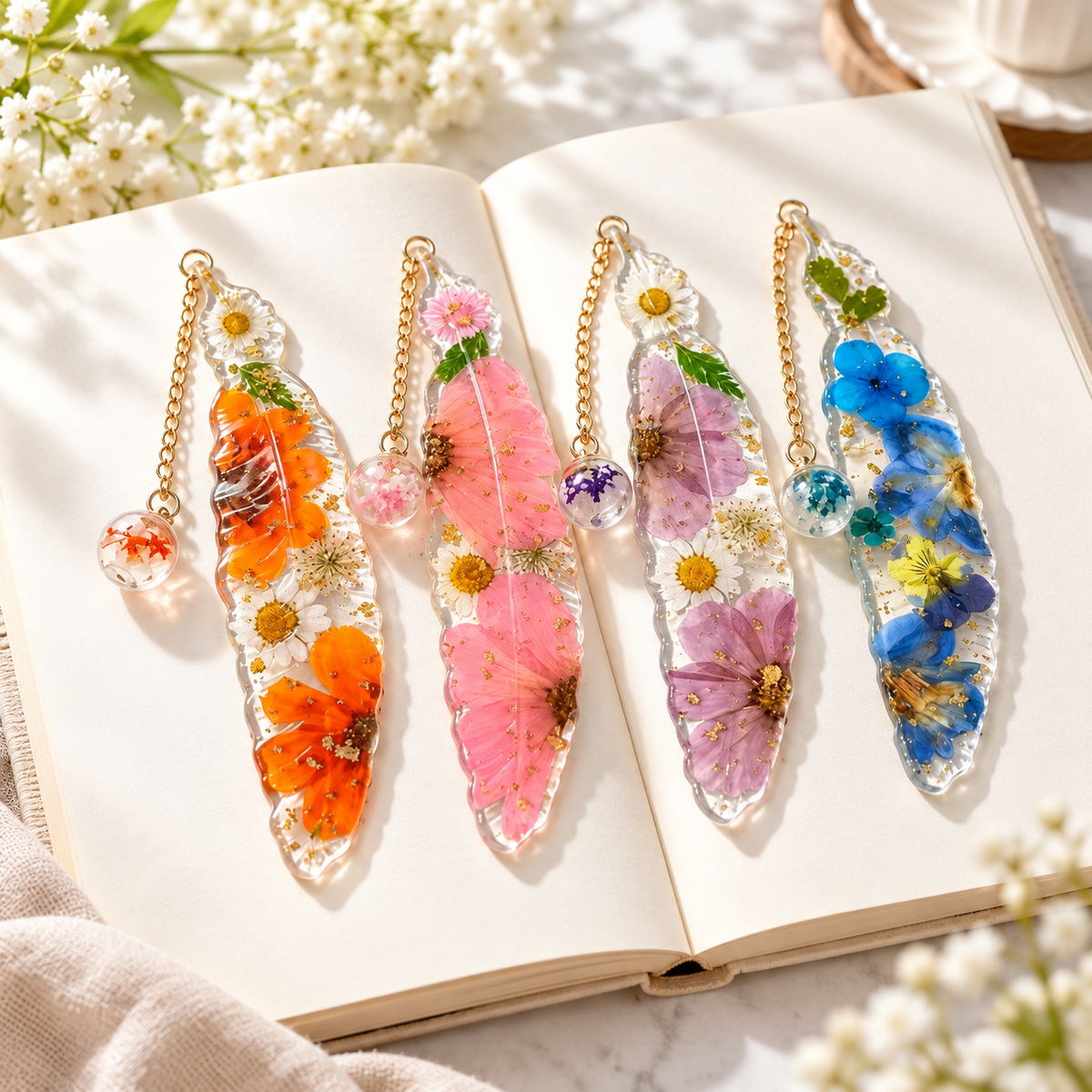 Floral Feather Acrylic Bookmark