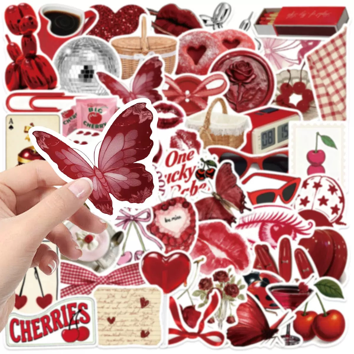 Cherry Aesthetic Sticker Pack - 50 pcs