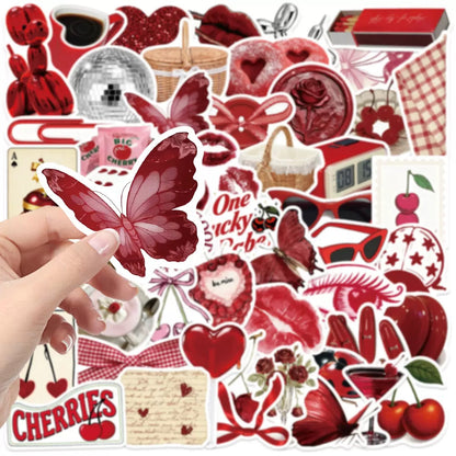 Cherry Aesthetic Sticker Pack - 50 pcs