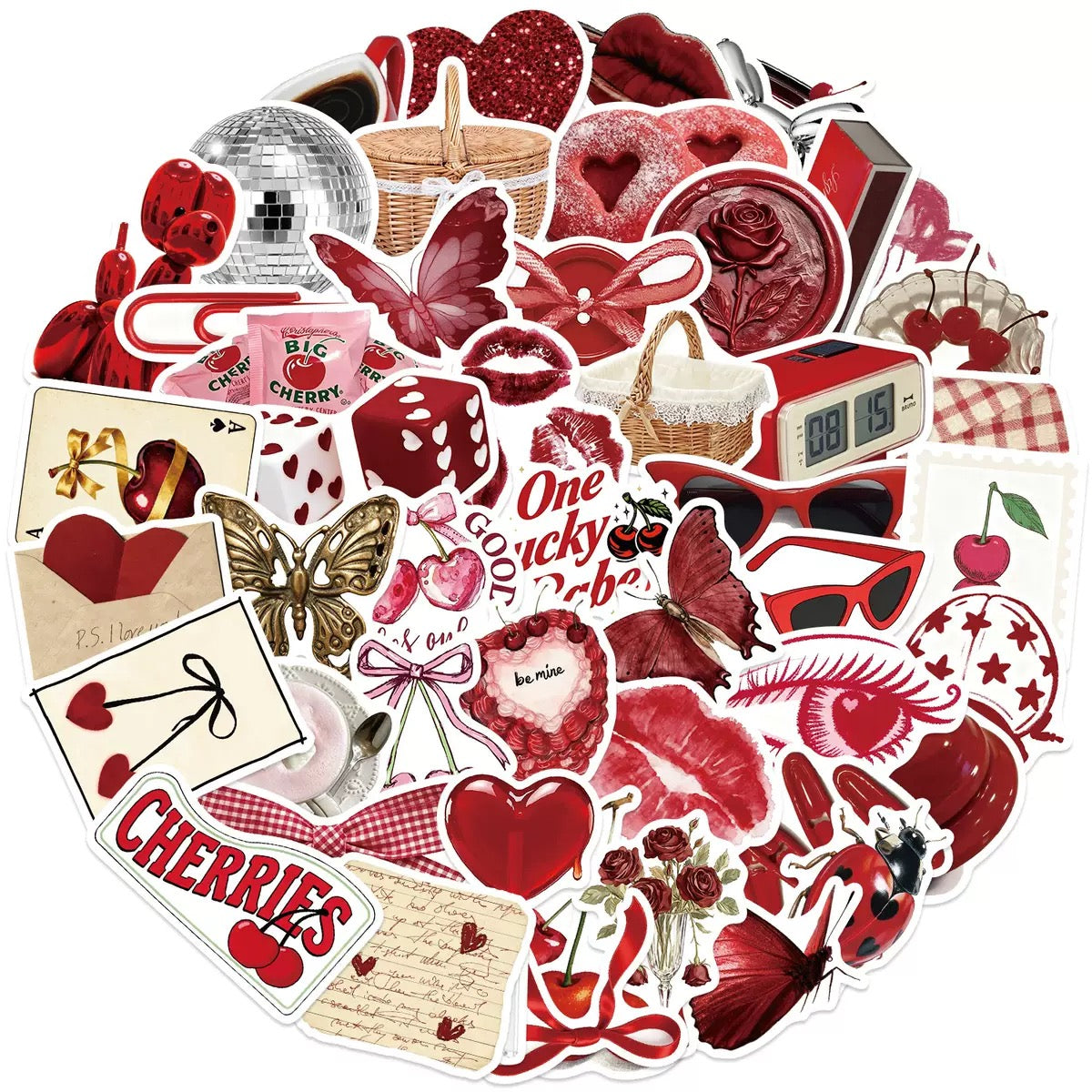 Cherry Aesthetic Sticker Pack - 50 pcs