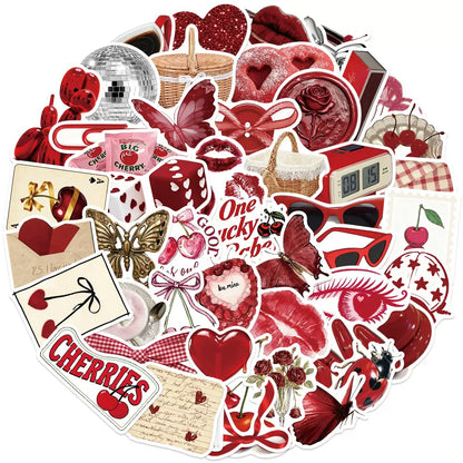 Cherry Aesthetic Sticker Pack - 50 pcs
