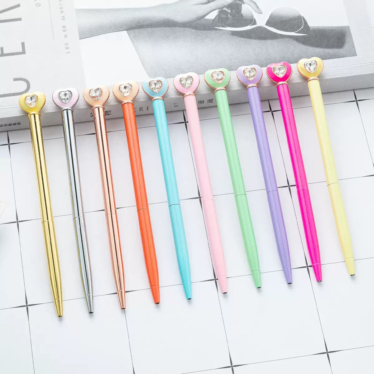 Crystal Heart Pens