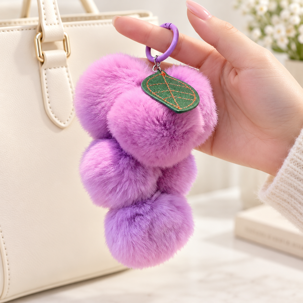 Fluffy Grape Keychain