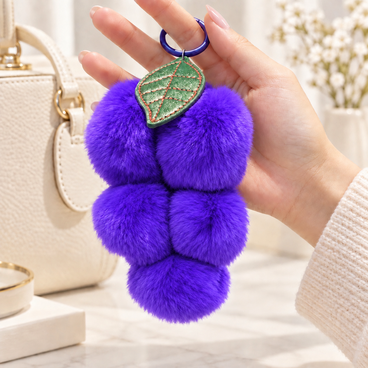 Fluffy Grape Keychain