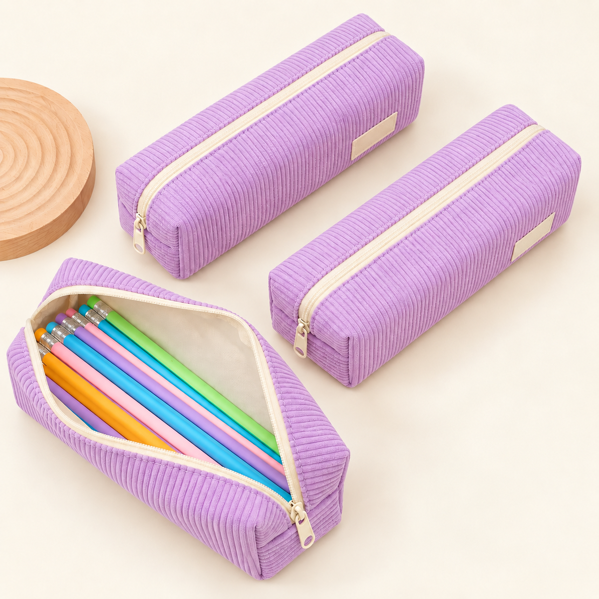 Lavender Corduroy Pencil Case