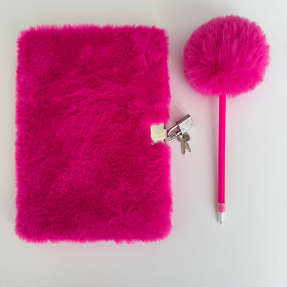 Fluffy Journal with Lock & Pen