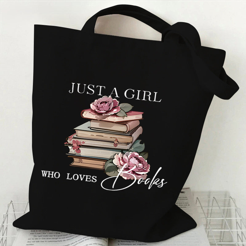 Bookish Tote Bag “Just a girl who loves books” Black